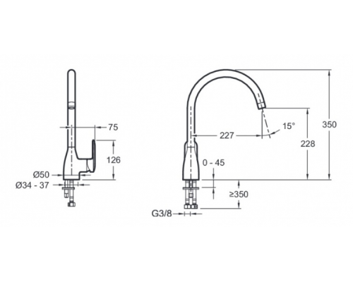 Смеситель Jacob Delafon Kumin E99477-CP для кухни