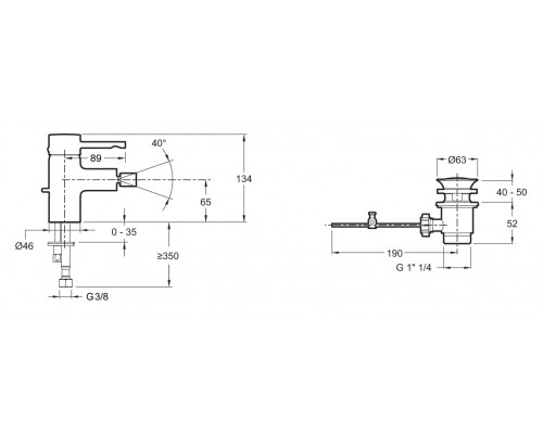 Смеситель Jacob Delafon Cuff E37045-CP для биде