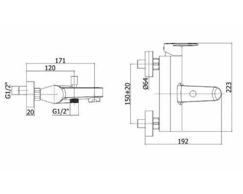 Смеситель Paffoni Candy CA022CR для ванны, без душевого гарнитура, цвет хром