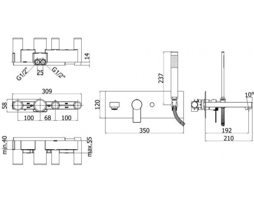 Смеситель Paffoni Tango TA001CR для ванны и душа