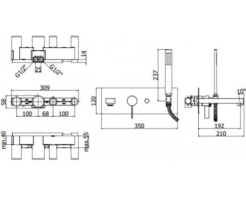 Смеситель Paffoni Rock RO001CR для ванны и душа