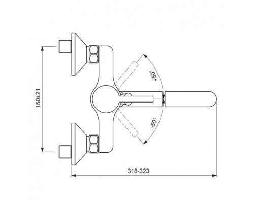 Смеситель Vidima Логик BA280AA для ванны и душа с душевым гарнитуром, поворотный излив, хром