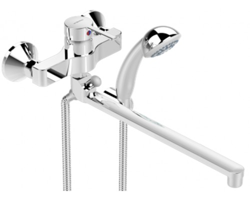 Смеситель Vidima Логик (Logik) BA281AA для ванны и душа с душевым гарнитуром, поворотный излив, хром