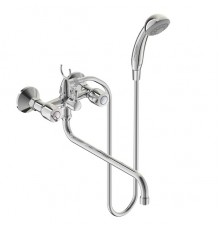 Смеситель Vidima ИСКАР (ISCAR) BA167AA для ванны и душа с душевым гарнитуром, поворотный излив, хром