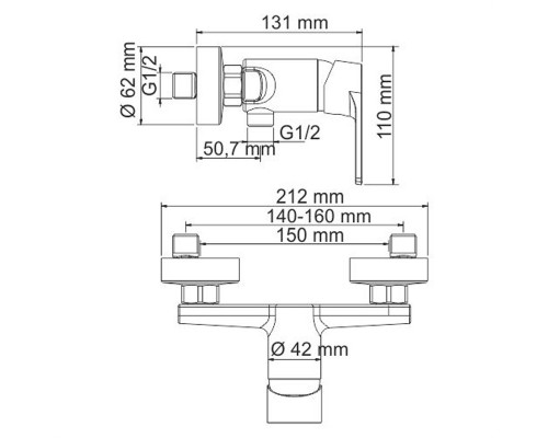 Смеситель WasserKRAFT  6102 для душа, хром