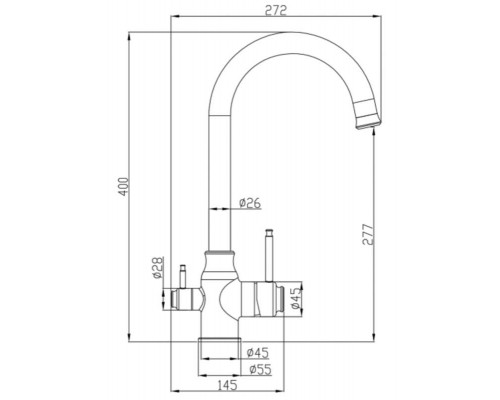 Смеситель Zorg Steel Hammer SH 763 INOX Grafit PVD для кухни под фильтр, графит PVD