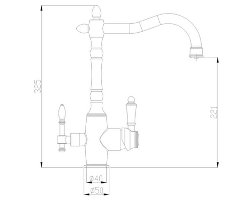 Смеситель Zorg Steel Hammer SH 812 BLACK BR для кухни под фильтр, черный металлик/бронза