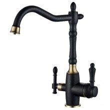 Смеситель Zorg Steel Hammer SH 812 BLACK BR для кухни под фильтр, черный металлик/бронза