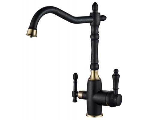Смеситель Zorg Steel Hammer SH 812 BLACK BR для кухни под фильтр, черный металлик/бронза