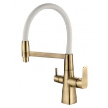 Смеситель Zorg Steel Hammer SH 818-8 BRONZE для кухни под фильтр, бронза/белый