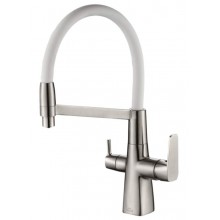 Смеситель Zorg Steel Hammer SH 818-8 SATIN для кухни под фильтр, сатин/белый