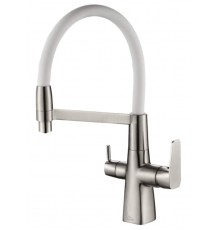 Смеситель Zorg Steel Hammer SH 818-8 SATIN для кухни под фильтр, сатин/белый