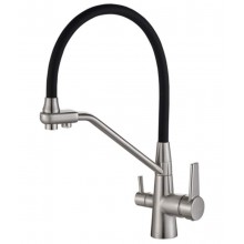 Смеситель Zorg Steel Hammer SH 903-6 SATIN для кухни под фильтр, сатин/черный