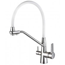 Смеситель Zorg Steel Hammer SH 903-8 CR для кухни под фильтр, хром/белый