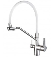 Смеситель Zorg Steel Hammer SH 903-8 CR для кухни под фильтр, хром/белый