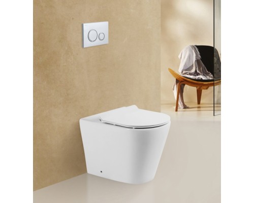 Приставной безободковый унитаз (чаша) BelBagno Flay-R, белый, P-trap BB1003CBR