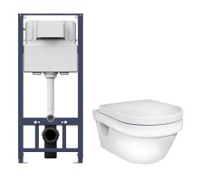 Инсталляция Am.Pm с безободковым унитазом Gustavsberg Hygienic Flush 5G84HR01, сиденье микролифт, комплект