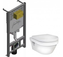 Инсталляция Jacob Delafon E29025-NF, с безободковым унитазом Gustavsberg Hygienic Flush 5G84HR01, сиденье микролифт, комплект