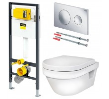 Инсталляция Viega 792855, с безободковым унитазом Gustavsberg Hygienic Flush 5G84HR01, сиденье микролифт, комплект