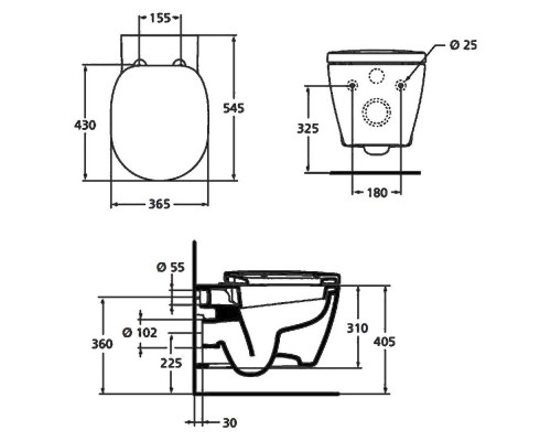 Подвесной унитаз Ideal Standard Connect без сиденья, белый, E803501