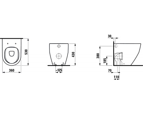 Приставной унитаз Laufen Pro Rimless 8.2295.6.000.000.1