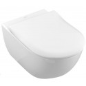 Подвесной безободковый унитаз Villeroy&Boch Subway 2.0 5614R2R1 с покрытием CeramicPlus с крышкой-сиденьем Slimseat с микролифтом, альпийский белый