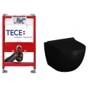 Инсталляция TECE TECEprofil 9300001 с унитазом Vitra Sento 7748B083-0101, крышка микролифт, цвет черный матовый, комплект