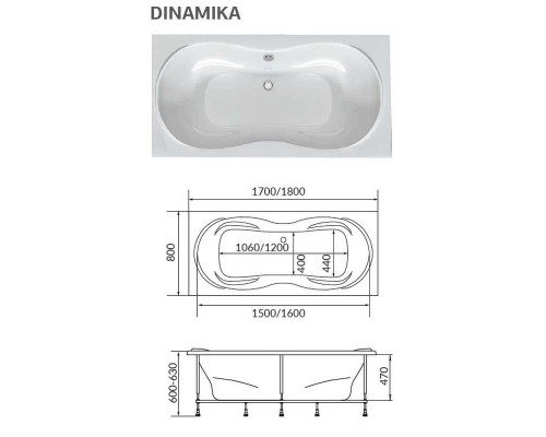 Ванна 1MarKa Dinamika 170 x 80 см (01ди1780)