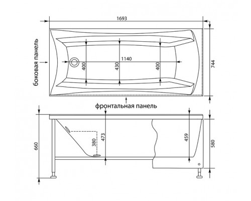 Ванна акриловая Aquanet Cariba 00203925 170 x 75 см Ванна акриловая Aquanet Cariba 00203925 170 x 75 см