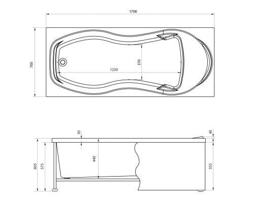Ванна акриловая Aquanet Tessa New 170 x 70 см 00242924