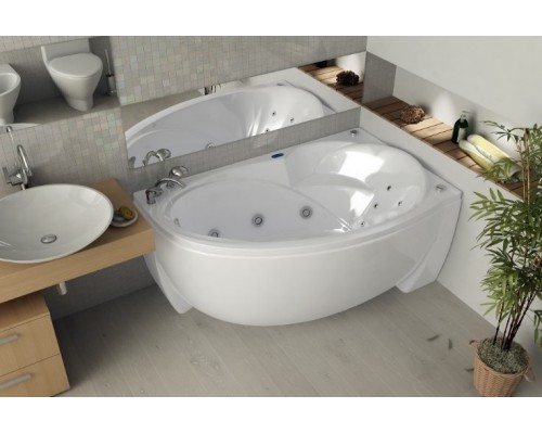 Ванна гидромассажная акриловая Aquatek Бетта 170 x 97 см, с гидромассажем standard (пневмоуправление), с фронтальным экраном+спинной массаж 6 форсунок