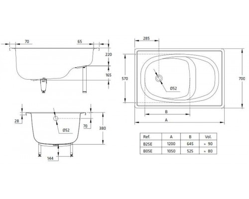 Стальная ванна BLB Europa Mini B05E 105х70 сидячая