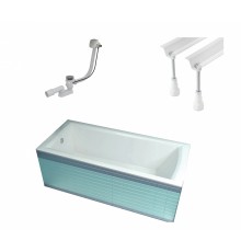 Акриловая ванна Ravak Domino Plus 170 х 75 см в комплекте с опорой и сливом-переливом, 70508024