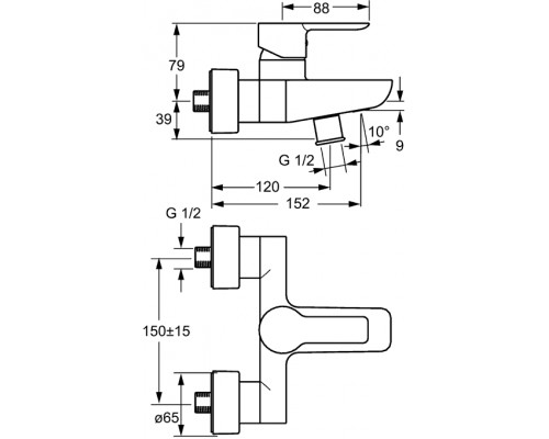 Смеситель Hansa Ligna 06742103 для ванны/душа