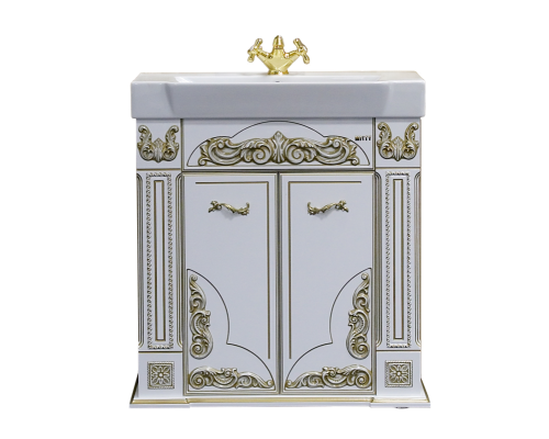 Тумба под раковину Misty Барокко 80 белая патина Л-Бар01080-013Пр