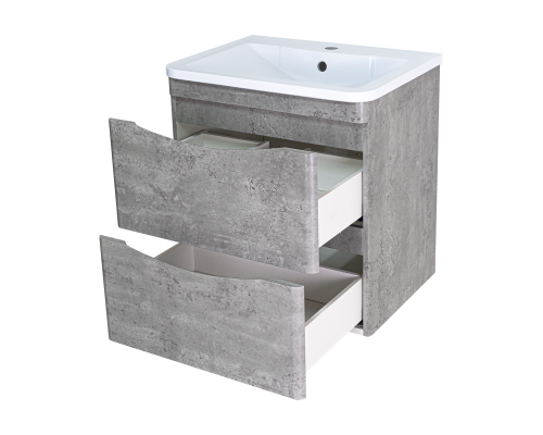 Тумба под раковину Misty Атлантик - 60 с 2 ящ. подвесная (серый камень) П-Атл-01060-501П2Я