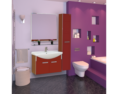 Тумба с раковиной Misty Джулия 85 тумба подвесная красная Л-Джу01085-0410По