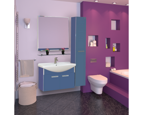 Тумба с раковиной Misty Джулия 85 тумба подвесная синяя Л-Джу01085-1110По