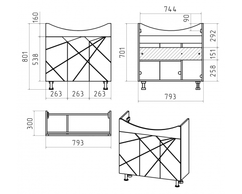 Тумба под раковину Misty Грани - 80