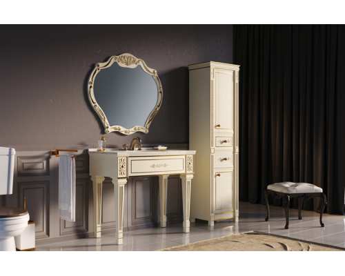 Тумба под раковину Misty Tiffany 100 белая сусальное золото Л-Тиф01100-391
