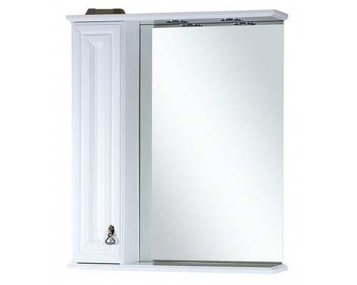 Зеркальный шкаф Misty Лувр - 65 со шкафчиком левое белое П-Лвр03065-012Л