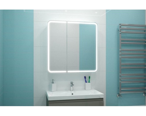 Зеркальный шкаф Misty Альфредо - 800x800 LED с розеткой МВК24 Зеркальный шкаф Misty Альфредо - 800x800 LED с розеткой МВК24
