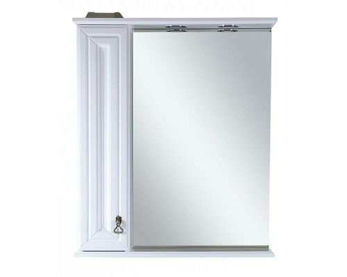 Зеркальный шкаф Misty Лувр - 65 со шкафчиком левое белое П-Лвр03065-012Л