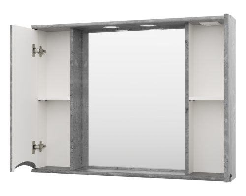 Зеркальный шкаф Misty Атлантик - 100 (серый камень) П-Атл-4100-050