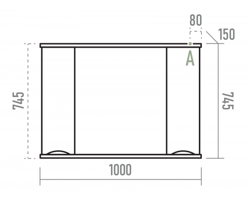 Зеркальный шкаф Misty Атлантик - 100 (серый камень) П-Атл-4100-050