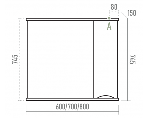 Зеркальный шкаф Misty Атлантик - 60 правый (серый камень) П-Атл-4060-050П