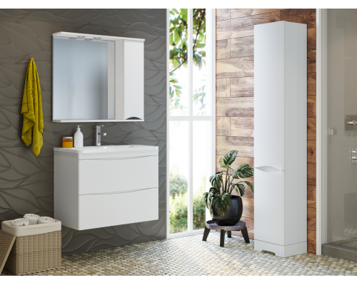 Зеркальный шкаф Misty Атлантик - 80 левый (белый) П-Атл-4080-010Л