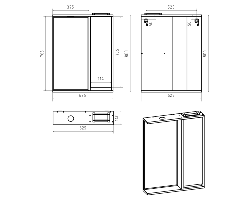 Зеркальный шкаф Brevita Balaton - 65 правый (комбинированный)