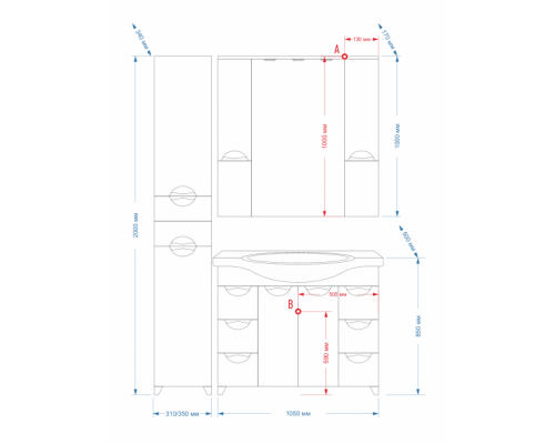 Зеркальный шкаф Misty Орхидея - 105 со светом бежевый П-Жас02105-031Св