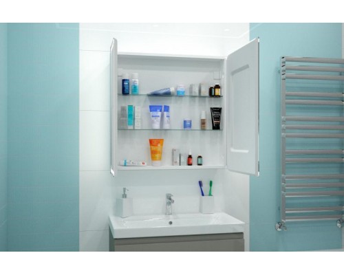 Зеркальный шкаф Misty Альфредо - 800x800 LED с розеткой МВК24 Зеркальный шкаф Misty Альфредо - 800x800 LED с розеткой МВК24